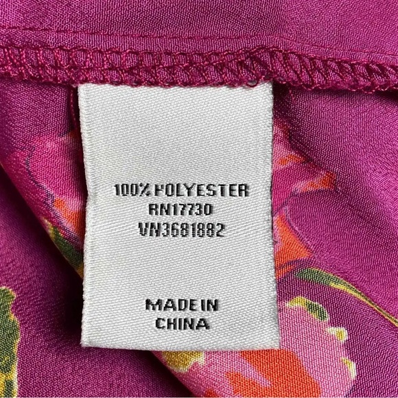 Tucker For Target Floral Print Peasant Blouse Button Shirt Small Magenta… - Picture 7 of 8